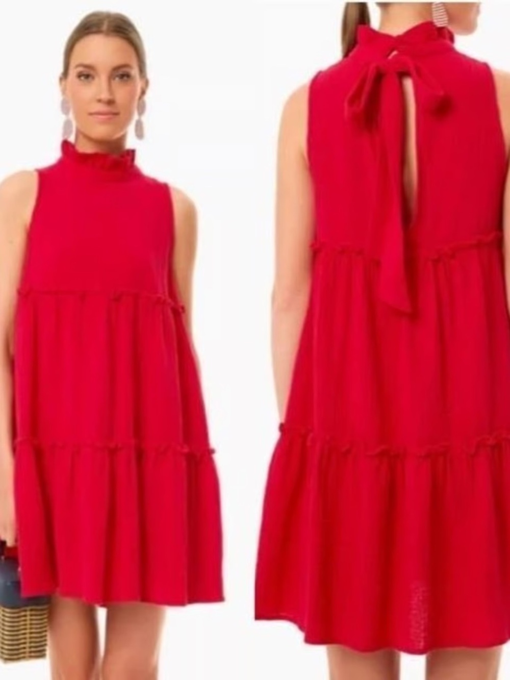 Pomander Place Red Tiered Dress | Sleeveless Ruffle Dress | Size L